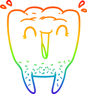 gökkuşağı gradyan çizgi çizimi bir insan tarafından çizilmiş mutlu diş