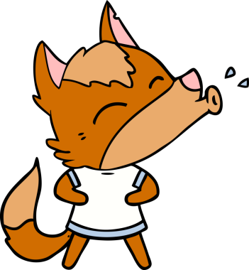 Bir insan tarafından çizilmiş tilki çizgi film karakteri