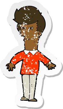 Bir insan tarafından çizilmiş şüpheli bir karikatürün gerilimli çıkartması.