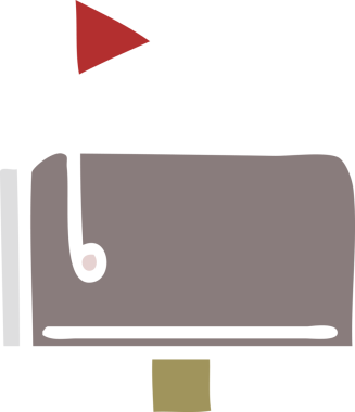 Bir insan tarafından çizilmiş bir posta kutusunun düz renk retro karikatürü