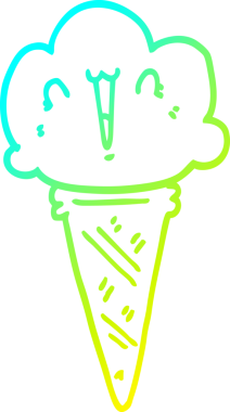 Bir insan tarafından çizilmiş soğuk gradyan dondurma çizimi.