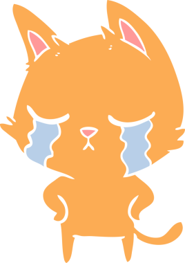 Bir insan tarafından çizilmiş düz renkli çizgi film kedisi.