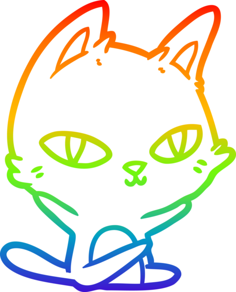 Gökkuşağı gradyan çizgi çizimi Bir insan tarafından çizilen çizgi film kedisi