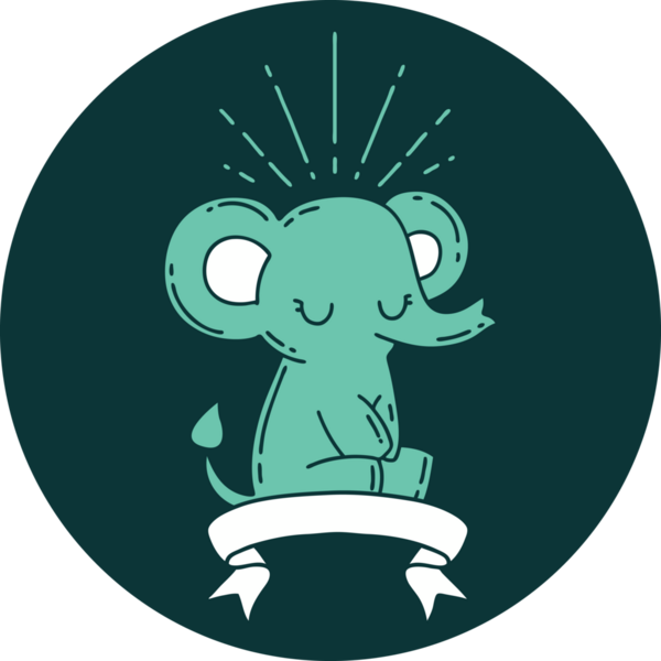 Bir insan tarafından çizilmiş dövme stili şirin bir fil.