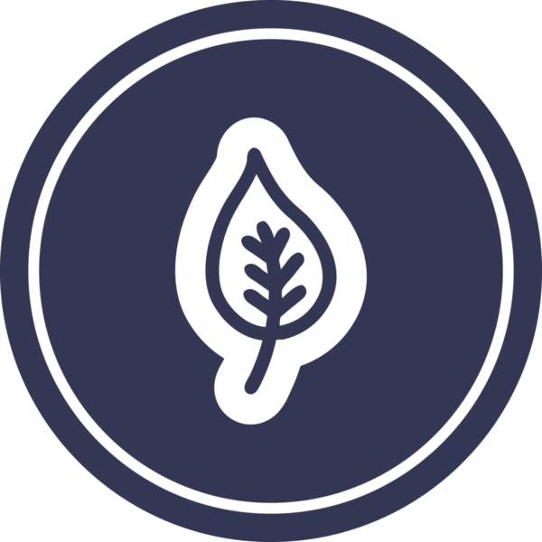 Bir insan tarafından çizilmiş doğal yaprak dairesel simgesi