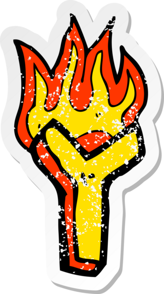 Bir insan tarafından çizilmiş yanan bir karikatürün gerilimli yapıştırması.