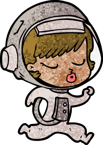 Bir insan tarafından çizilmiş güzel astronot kız.