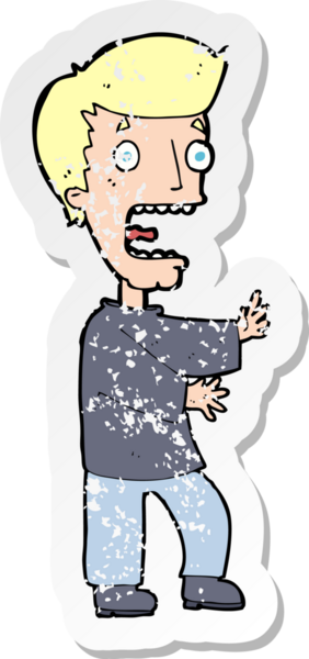 Bir insanın çizdiği korku dolu bir karikatürün gerilimli çıkartması.