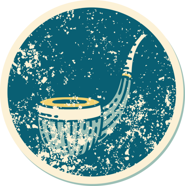 Bir insan tarafından çizilen sigara tiryakisi piposunun sembolik dövmeli görüntüsü