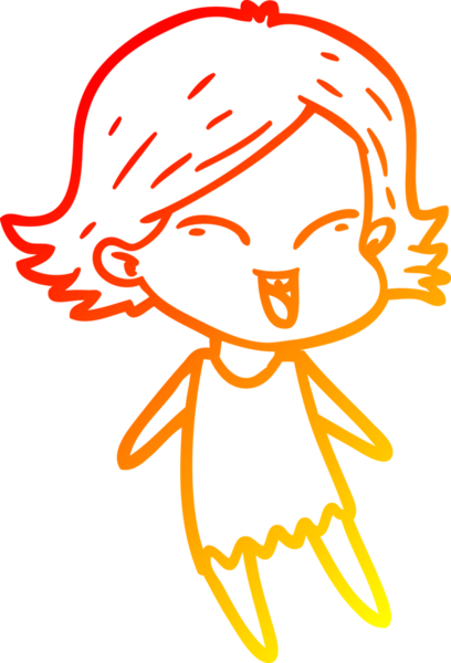 Bir insan tarafından çizilmiş mutlu bir çizgi film kızı çizimi