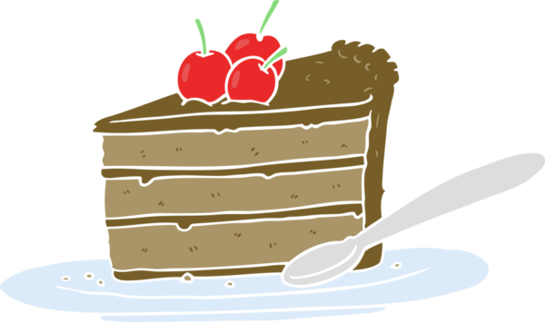 Bir insan tarafından çizilmiş düz renkli çikolatalı pasta.