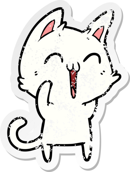 Bir insan tarafından çizilmiş mutlu çizgi film kedisinin sıkıntılı çıkartması.