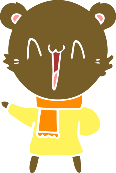 Mutlu ayı düz renkli çizgi film bir insan tarafından çizildi.