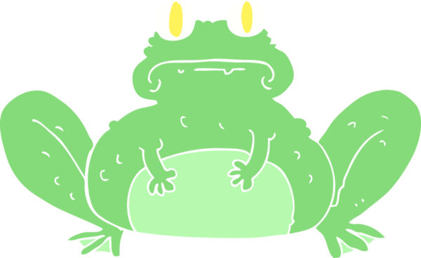 Bir insan tarafından çizilmiş kurbağanın düz renk çizimi