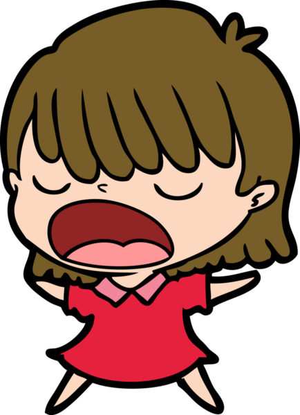 Çizgi filmdeki kadın bir insan tarafından yüksek sesle çizilmiş.