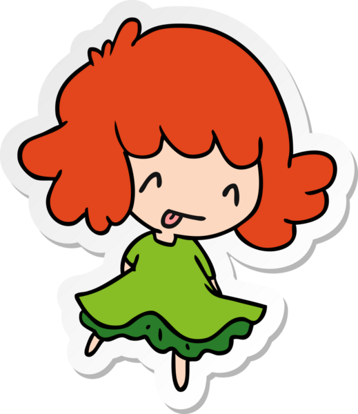 Bir insan tarafından çizilmiş sevimli bir kawai kızının çizilmiş bir karikatür çizimi.