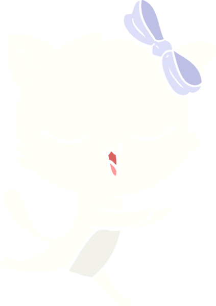 Bir insan tarafından çizilmiş düz renkli çizgi film kedisi.