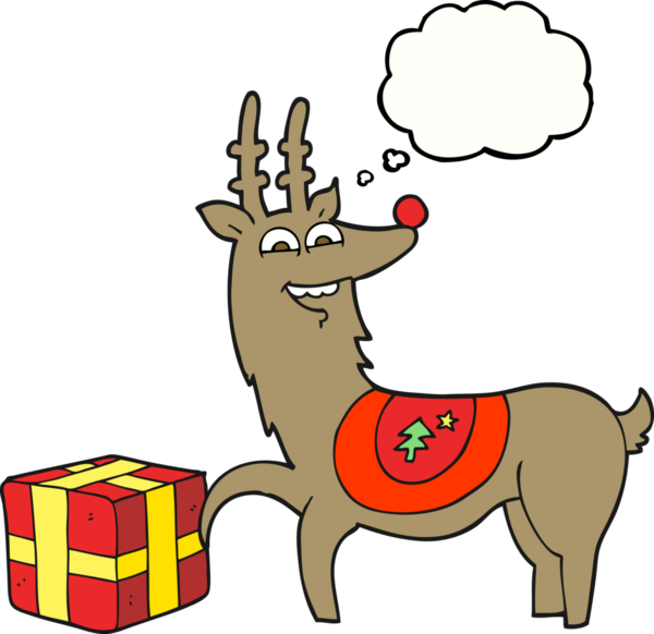 Serbest çizim düşünce balonu karikatürü Noel Ren geyiği bir insan tarafından çizilmiş