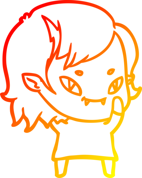 Bir insan tarafından çizilmiş, çizgi film karakteri, arkadaş canlısı vampir kız çizimi.