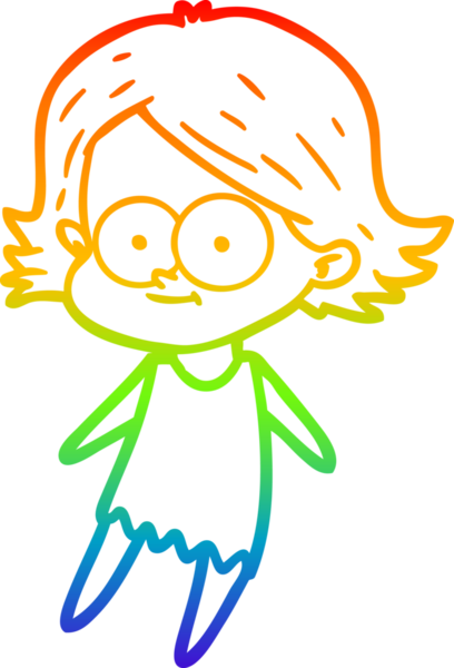 gökkuşağı gradyan çizimi mutlu bir çizgi film kızı bir insan tarafından çizildi