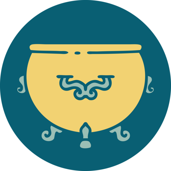 Bir insan tarafından çizilmiş bir kazanın ikonik dövme şekli