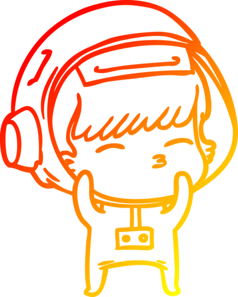 Bir insan tarafından çizilen çizgi film meraklısı astronotun sıcak gradyan çizimi