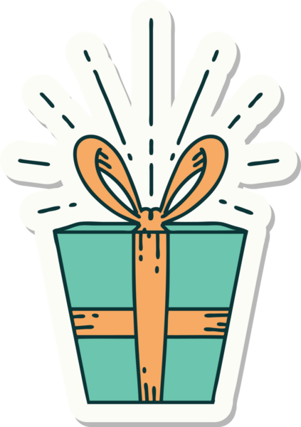 Bir insan tarafından çizilmiş dövme stili Noel hediyesi.