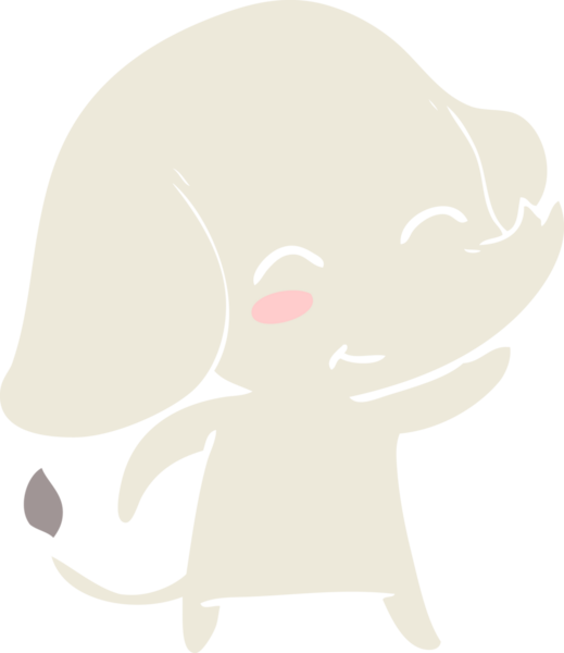 Bir insan tarafından çizilmiş düz renk çizgi film fili.