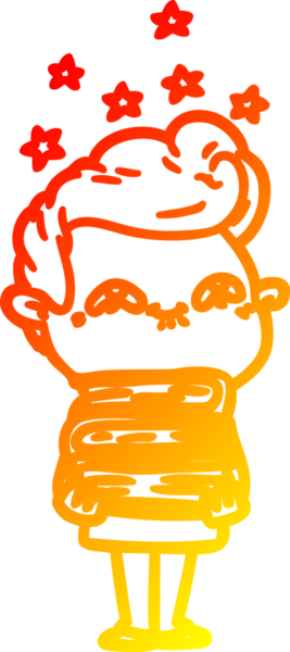 Bir insan tarafından çizilmiş, heyecanlı bir çizgi film çizimi.