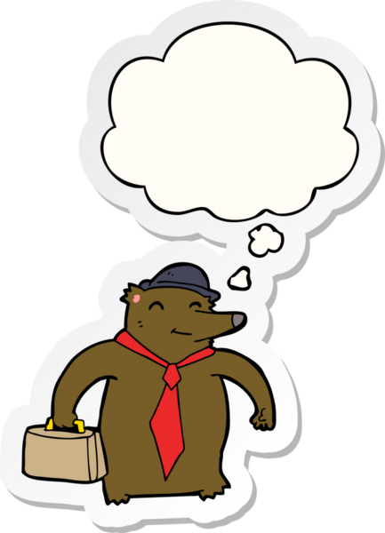 Düşünce baloncuğu insan tarafından çizilmiş bir çıkartma olan çizgi film iş ayısı.