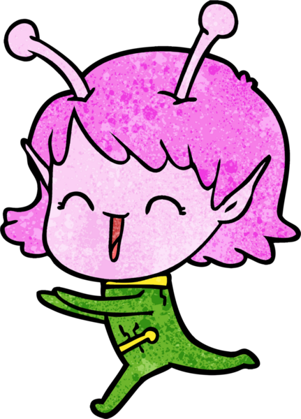 Bir insan tarafından çizilmiş uzaylı kız.