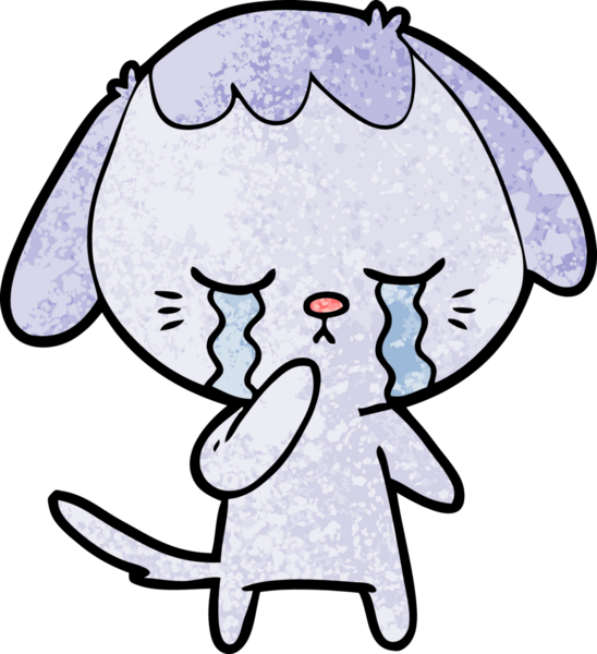 Bir insan tarafından çizilmiş ağlayan bir köpek.