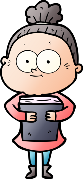 Bir insan tarafından çizilmiş mutlu yaşlı kadın çizgi filmi.