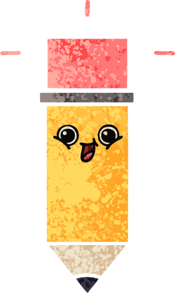 Bir insan tarafından çizilmiş bir kalemin retro çizim tarzı karikatürü