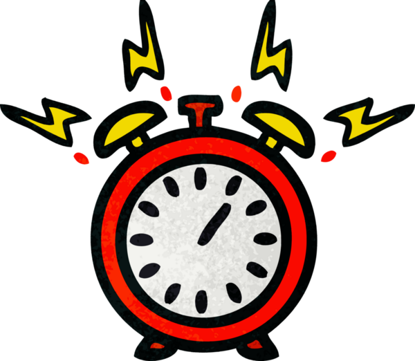 Bir insan tarafından çizilmiş çalan çalar saatin retro grunge deseni.