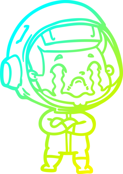 Bir insan tarafından çizilmiş ağlayan astronot çizgi filmi.