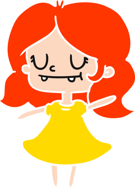 Bir insan tarafından çizilmiş tatlı bir kawai kızının serbest çizimi.