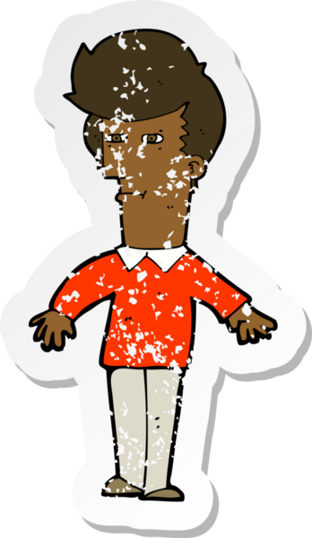 Bir insan tarafından çizilmiş şüpheli bir karikatürün gerilimli çıkartması.