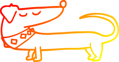 Bir insan tarafından çizilmiş çizgi film köpeğinin sıcak çizgi çizimi