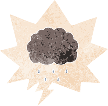 karikatür bulutu yağmur gibi yağıyor grunge içinde sıkıntılı retro desen tarzı bir insan tarafından çizilmiş