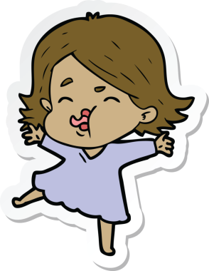 Bir insan tarafından çizilmiş bir karikatür kızının çıkartması.