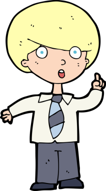 Bir insan tarafından çizilen soruyu cevaplayan karikatür okulu çocuğu.