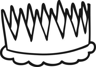 Bir insan tarafından çizilmiş siyah beyaz karikatür tacı.