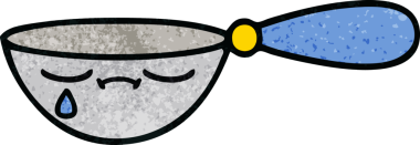 Bir insan tarafından çizilmiş bir kaşık retro grunge desen karikatürü.