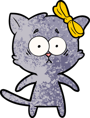 Bir insan tarafından çizilmiş çizgi film kedisi.