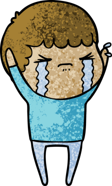 Bir insan tarafından çizilmiş ağlayan çizgi film adamı.