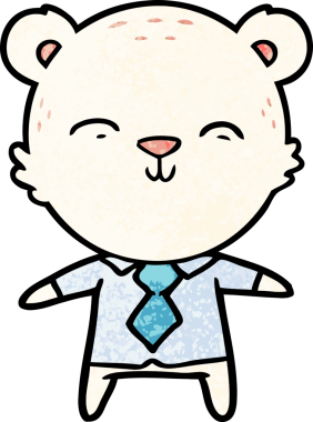 Bir insan tarafından çizilmiş mutlu çizgi film kutup ayısı ofis çalışanı