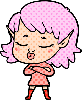 Bir insan tarafından çizilmiş güzel elf kızı.