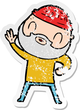 Bir insan tarafından çizilmiş sakallı bir adamın sıkıntılı çıkartması.