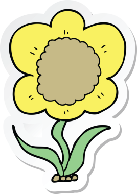 Bir insan tarafından çizilmiş karikatür çiçeğinin çıkartması.